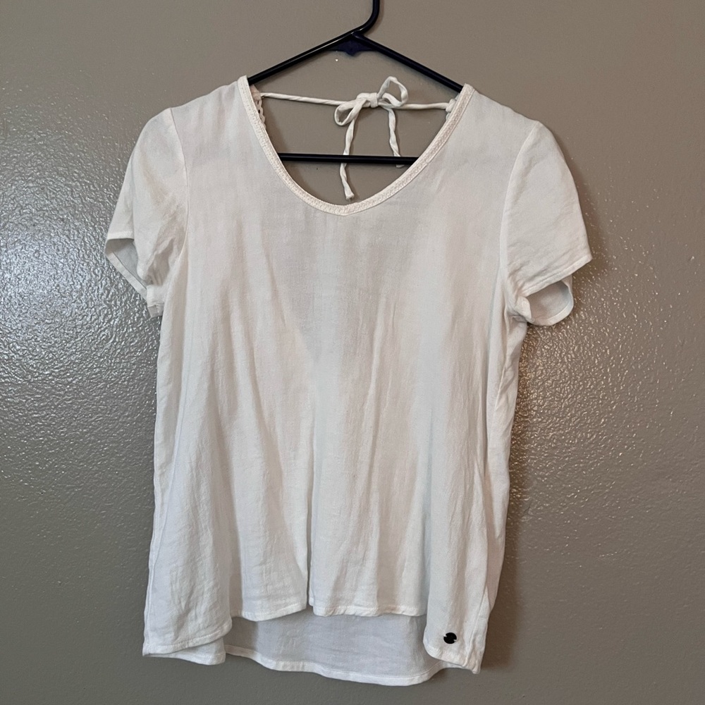 Roxy White Short Sleeve Backless Top
